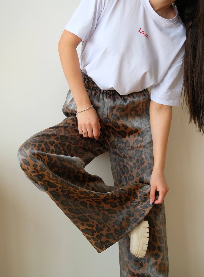 Жіночі штани вільного крою леопардовий принт