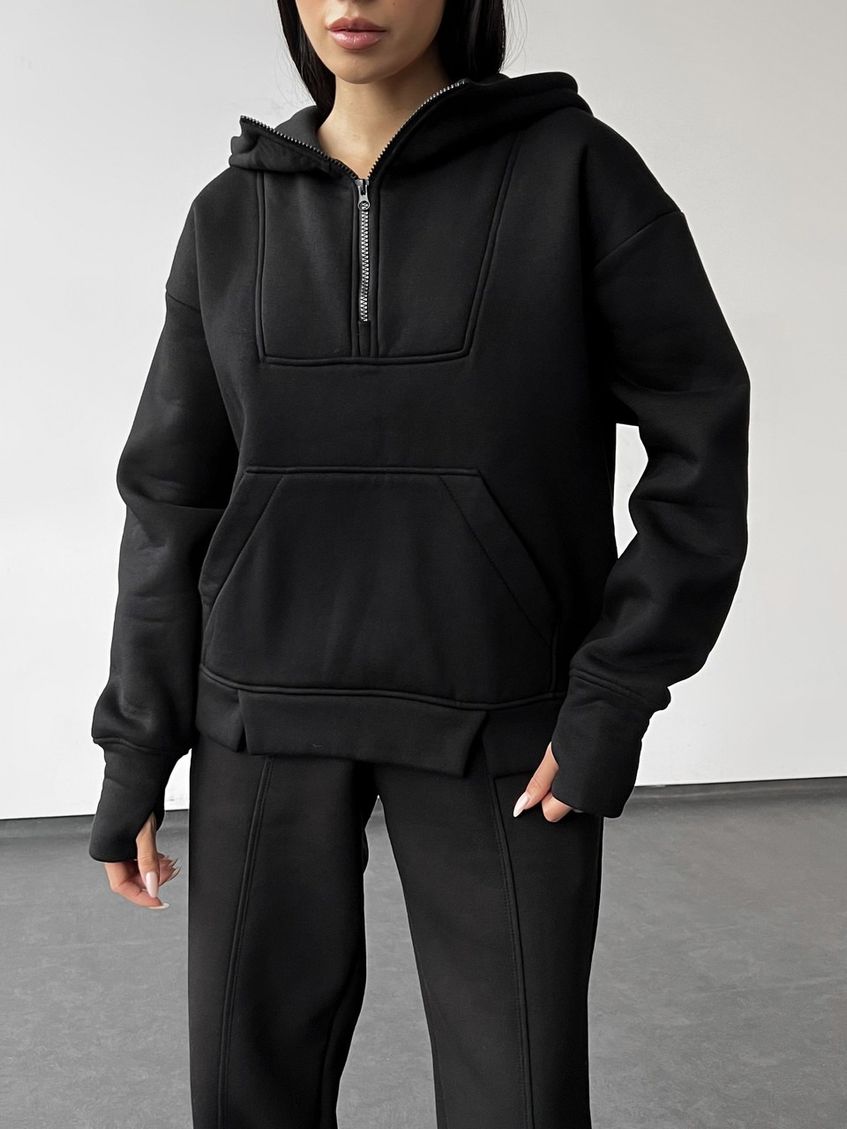 Женский утепленный костюм трехнитка на флисе NV-50804575 черный