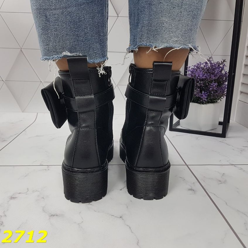 Женские утепленные ботинки демисезон с портупеей SL-2712 Чорные
