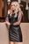 Жіноча ніжна міні сукня з еко-шкіри з рукавами у горошок SEV-1641-1.4371 Чорна, S