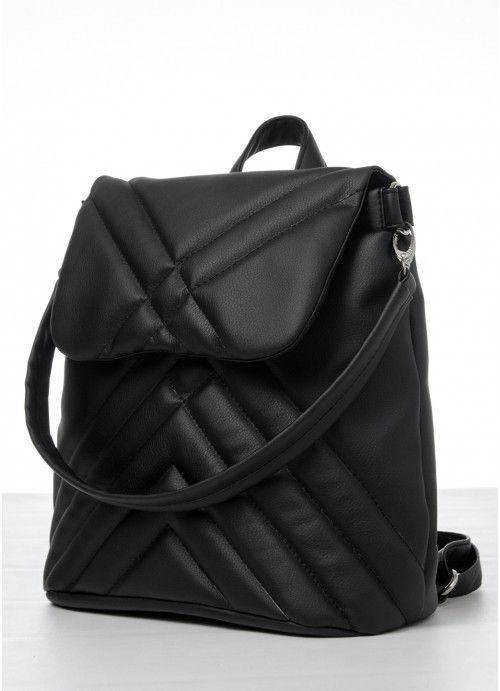 Жіночий рюкзак-сумка Sambag Loft строчений чорний SB-22011001