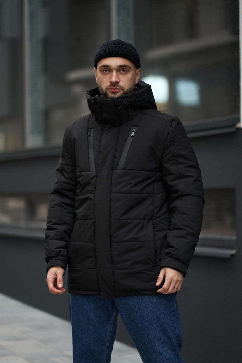 Чоловіча зимова куртка Everest c капюшоном INT-1589541471 Чорна XXL