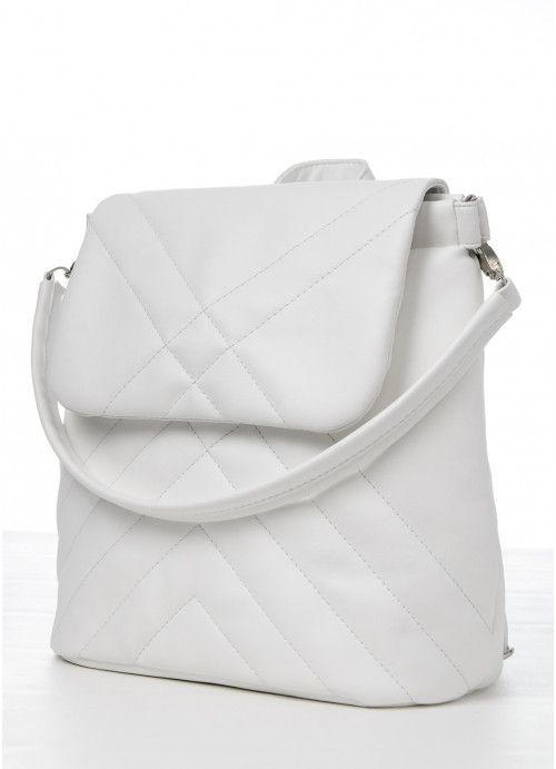 Жіночий рюкзак-сумка Sambag Loft строчений білий SB-22011008