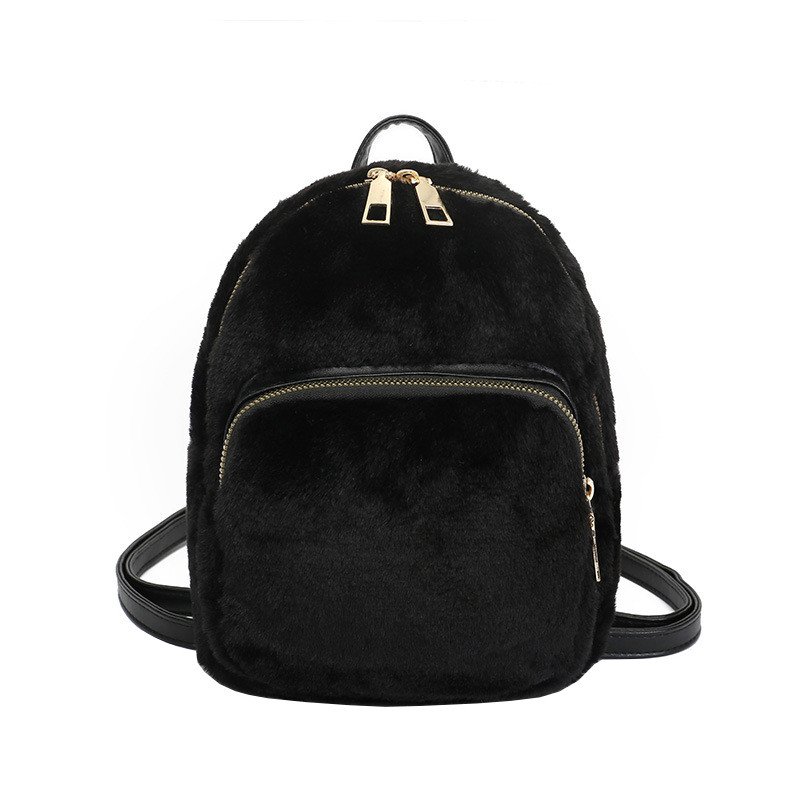 Меховой женский рюкзак Bobby Crown черный eps-8260