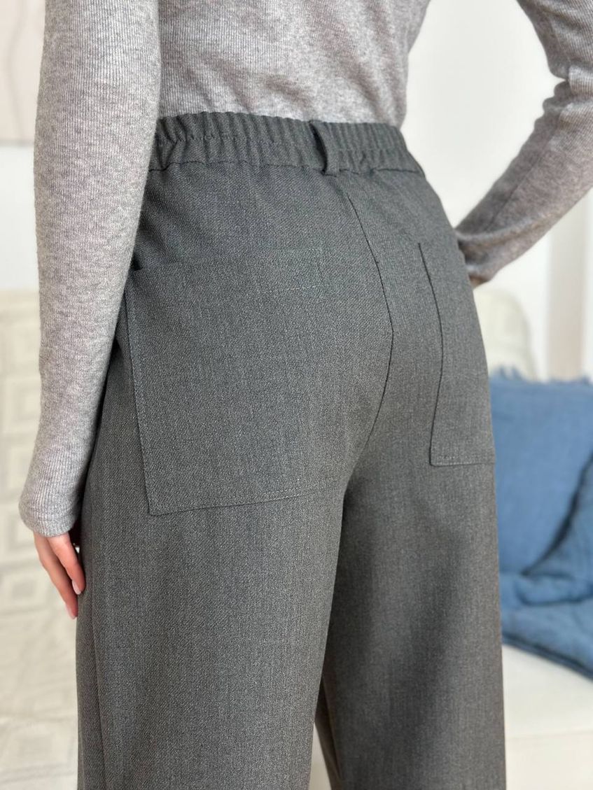 Жіночі класичні широкі брюки прямого крою LL-240 сірі