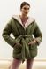 Жіноча тепла двостороння куртка з капюшоном SEV-2091.5447 оливкова-бежева