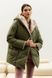 Женская теплая двухсторонняя куртка с капюшоном SEV-2091.5447 оливковая-бежевая