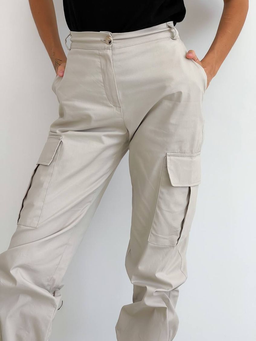 Жіночі штани карго LL-161 Молочні