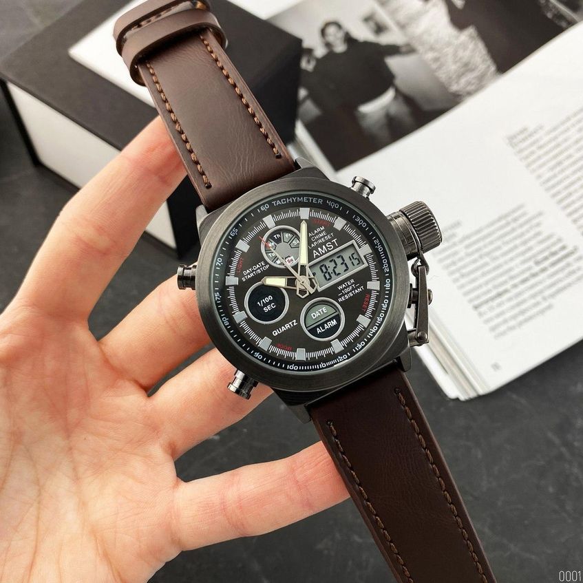 Годинник чоловічій AMST 3003 Black-Brown Wristband AB-1094-0001