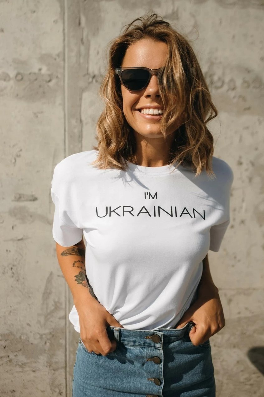 Женская футболка с принтом I`m ukrainian" SEV-2003.5203 Белая