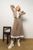 Летнее льняное платье мидакси с кружевом SEV-2053.5325 коричневое