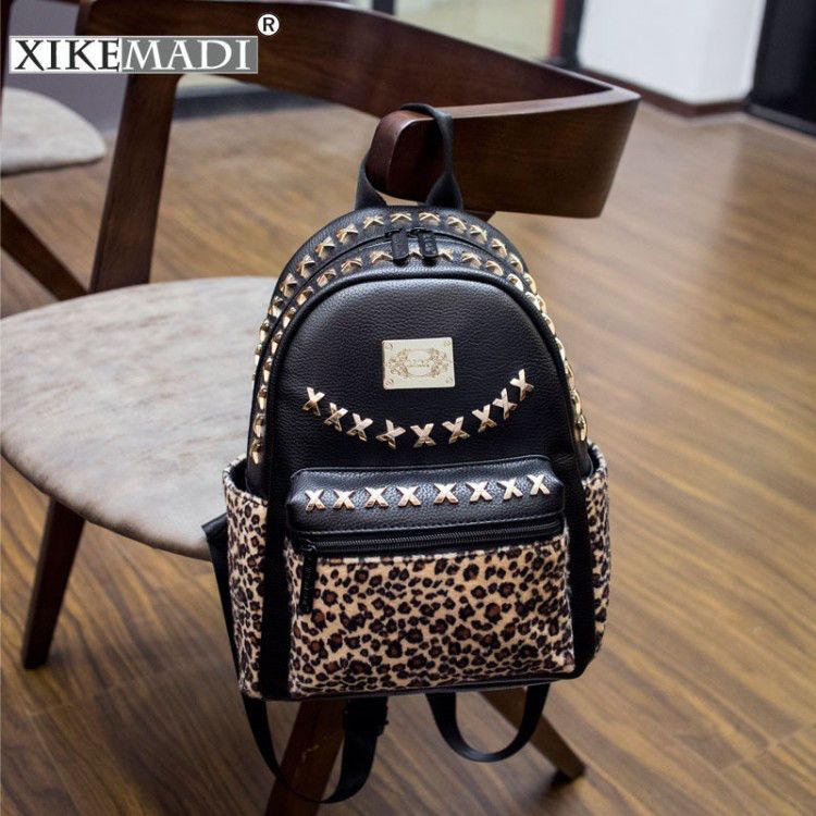 Жіночий рюкзак XikeMadi Leopard чорний eps-8081