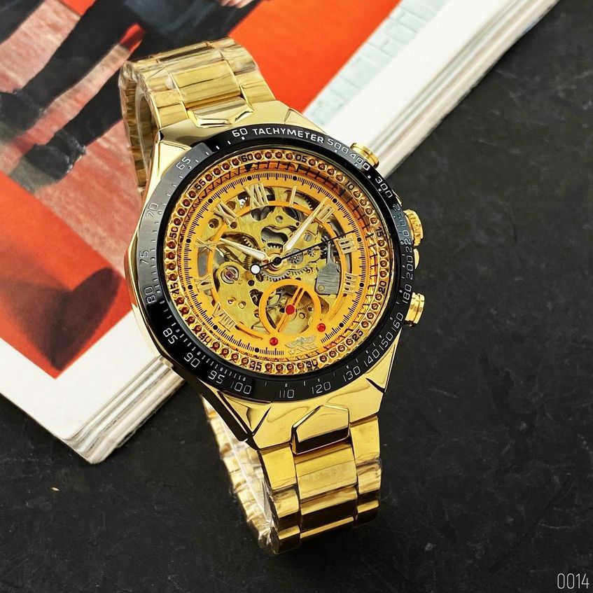Часы мужские механические Winner 8067 Gold-Black-Gold Red Cristal AB-1099-0014