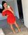 Короткое шифоновое платье с открытыми плечами ft-495 Красный, 42-44