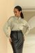 Женская шелковая блуза на пуговицах с длинными рукавами SEV-2126.5592 оливковая