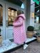 Женское стеганное пальто на запах с капюшоном и поясом LL-234 розовое