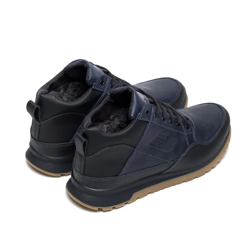 Зимние мужские кожаные кроссовки ПК-100 blue бот Темно-синие