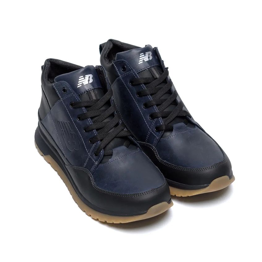 Зимові чоловічі шкіряні кросівки ПК-100 blue бот Темно-сині