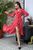 Длинное женское платье с запахом и воланами SEV-1321.4003 Красный с белым горохом, S