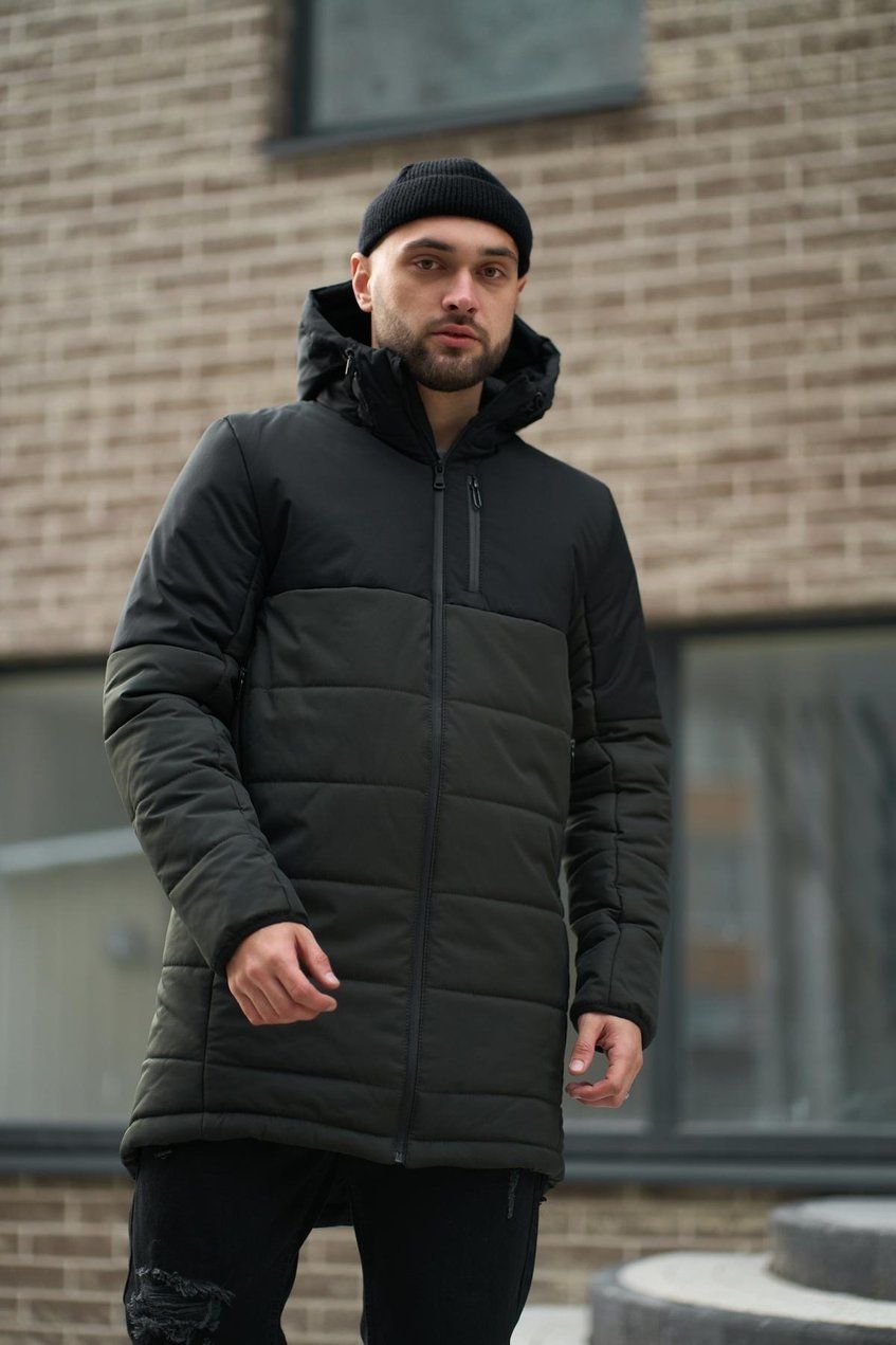 Чоловіча демісезонна куртка Fusion INT-1589541795 Чорна-хакі XXL