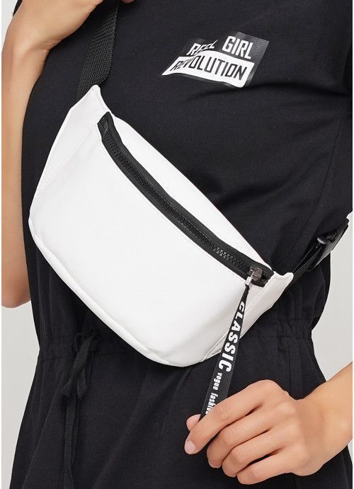 Жіноча сумка на пояс бананка Sambag Tirso MCT біла SB-80148008