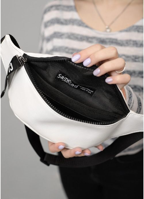 Жіноча сумка на пояс бананка Sambag Tirso MCT біла SB-80148008