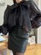 Прямая утепленная юбка мини из екокожи LL-246 черный