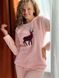 Женская мягкая пижама для повседневной носки с оленем розовая