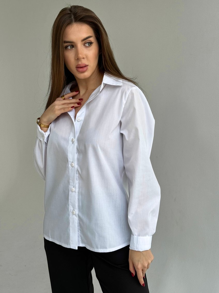 Классическая женская рубашка с длинным рукавом Белая