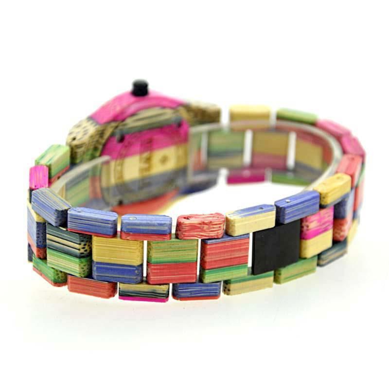 Бамбуковые часы женские Bewell W-Slim разноцветные eps-1079