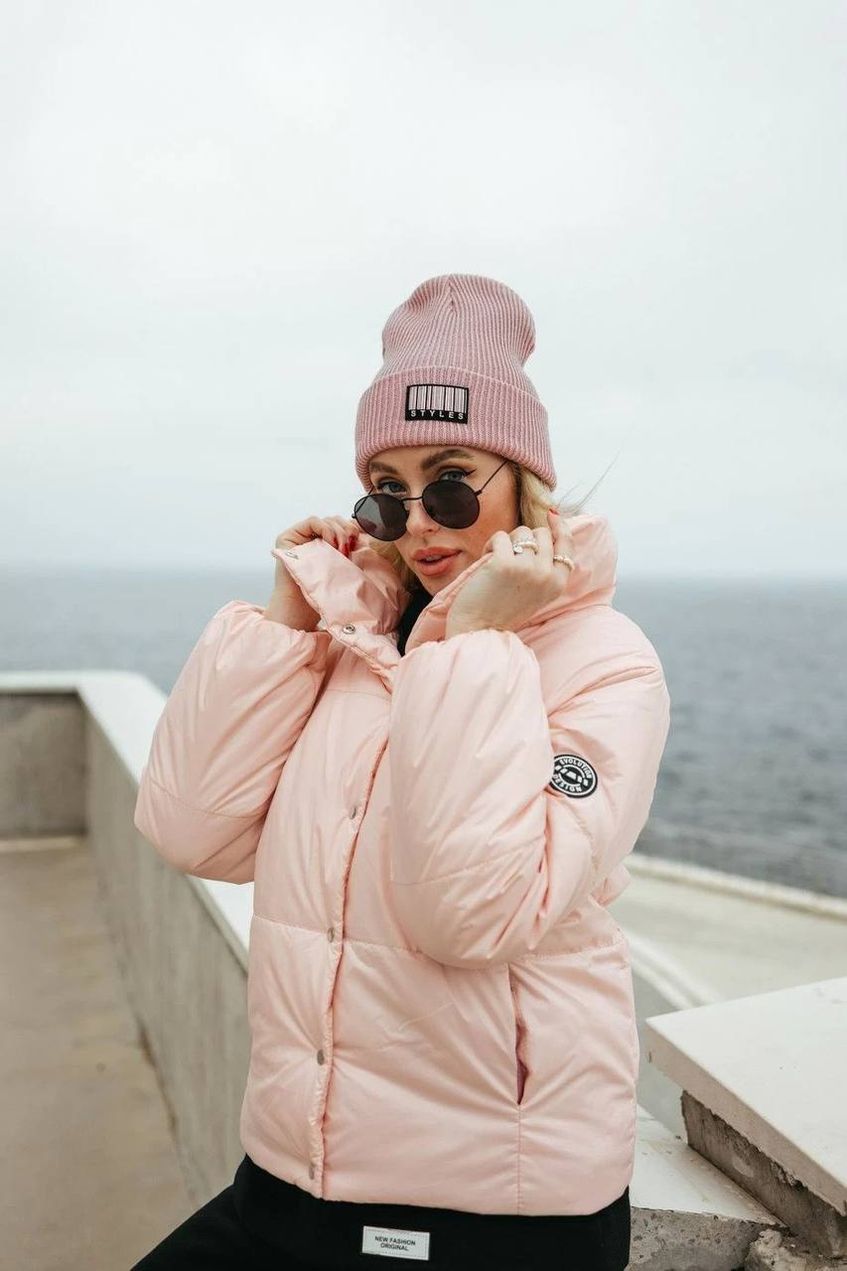 Женская короткая куртка на кнопках SEV-2019.5243 розовая