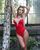 Женский слитный купальник с сеткой на лифе AL-Slim Красный, XS-S