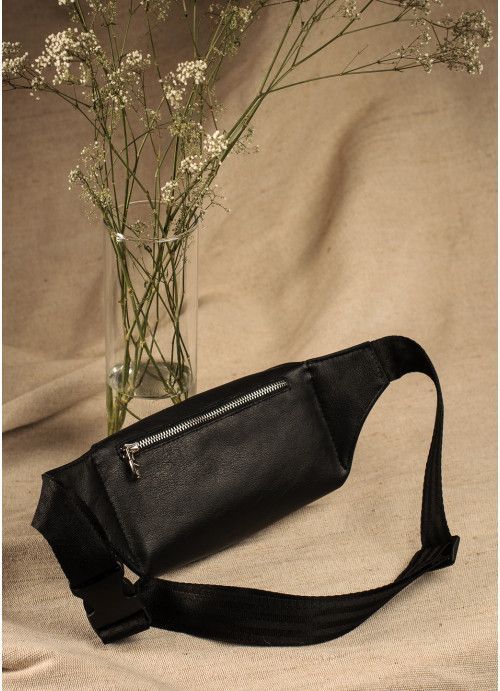 Сумка на пояс женская кожаная бананка Sambag Tirso BTS черная SB-81333001