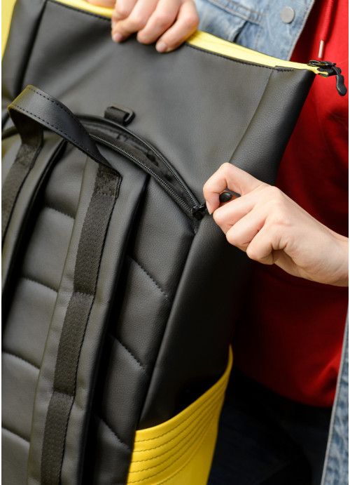 Женский рюкзак ролл Sambag RollTop Х Черный с желтым SB-24320628