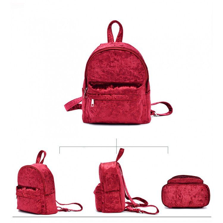 Велюровий жіночий рюкзак Yvonne Velours червоний eps-8069