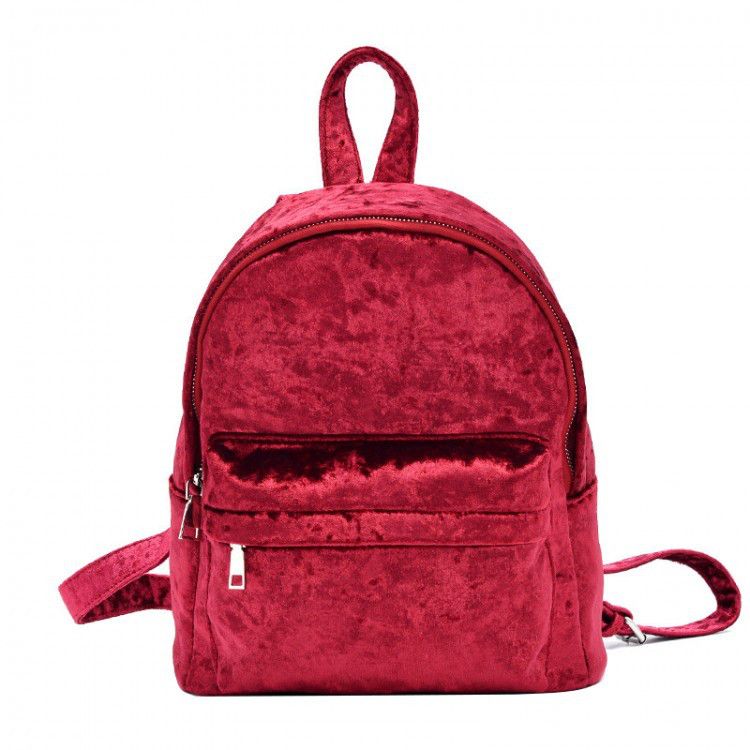Велюровый женский рюкзак Yvonne Velours красный eps-8069