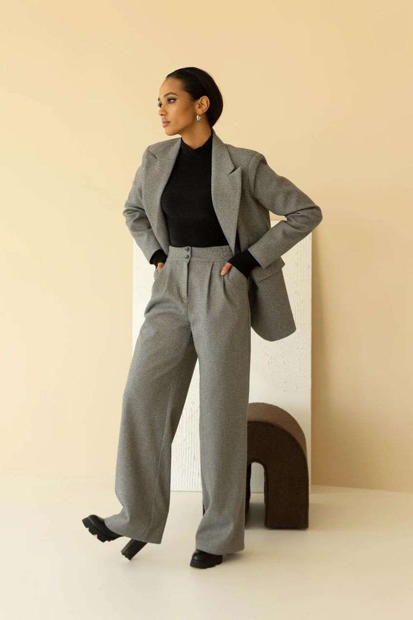 Женский повседневный однобортный пиджак SEV-2110.5567 серый