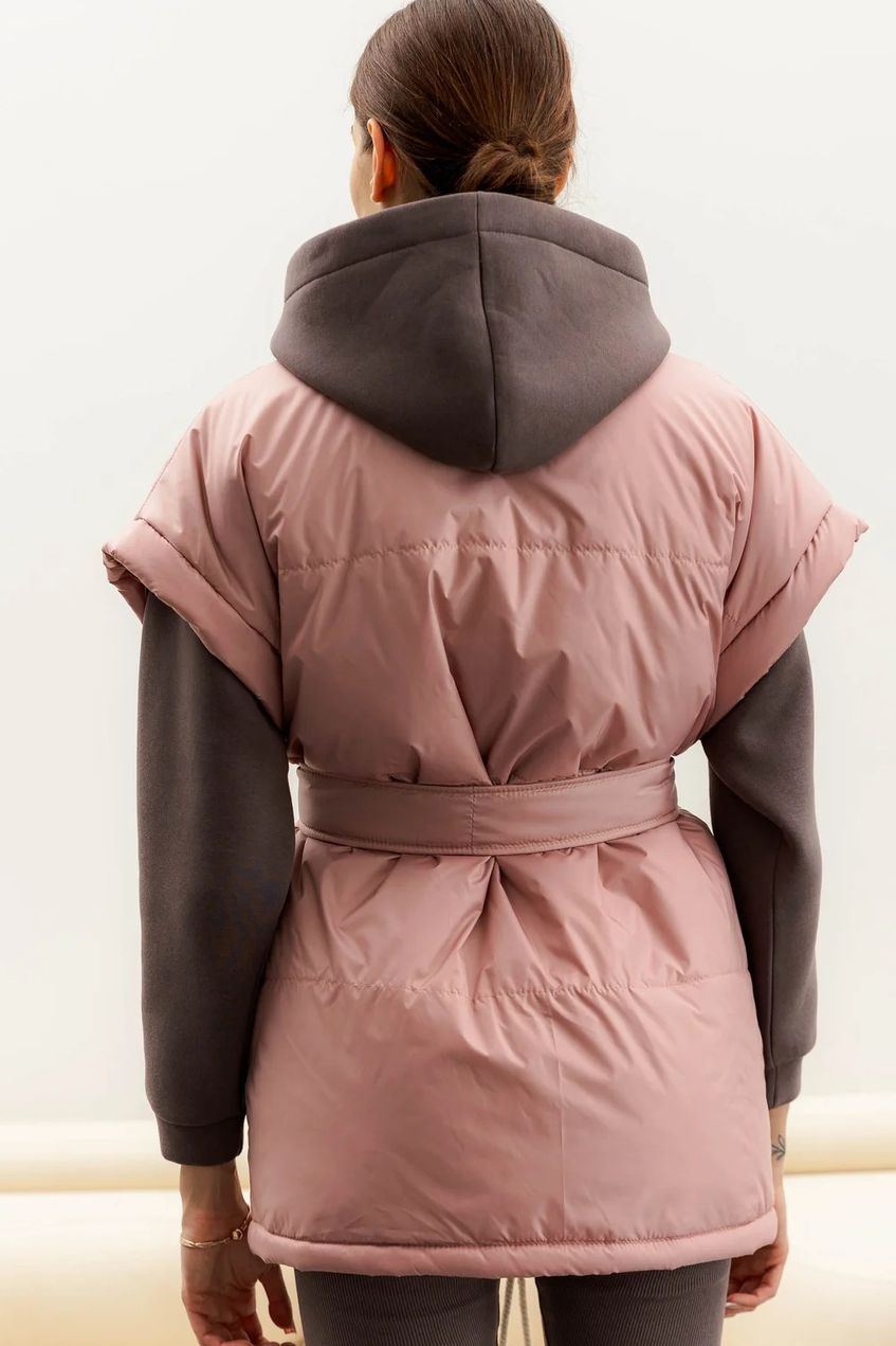 Жіноча утеплена жилетка без капюшона SEV-2088.5452 рожева