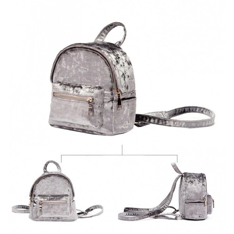 Велюровый мини рюкзак Yvonne Velours серый eps-8074