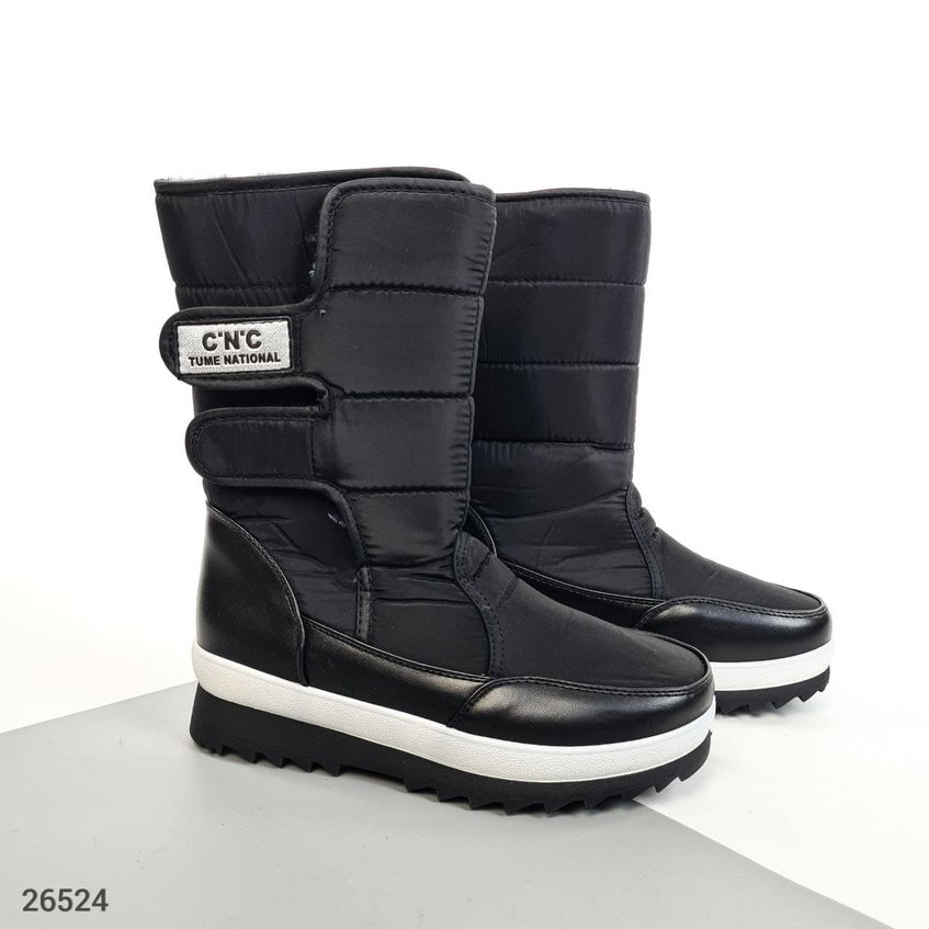 Жіночі чоботи зимові дутики на хутрі LS-26524 Чорні