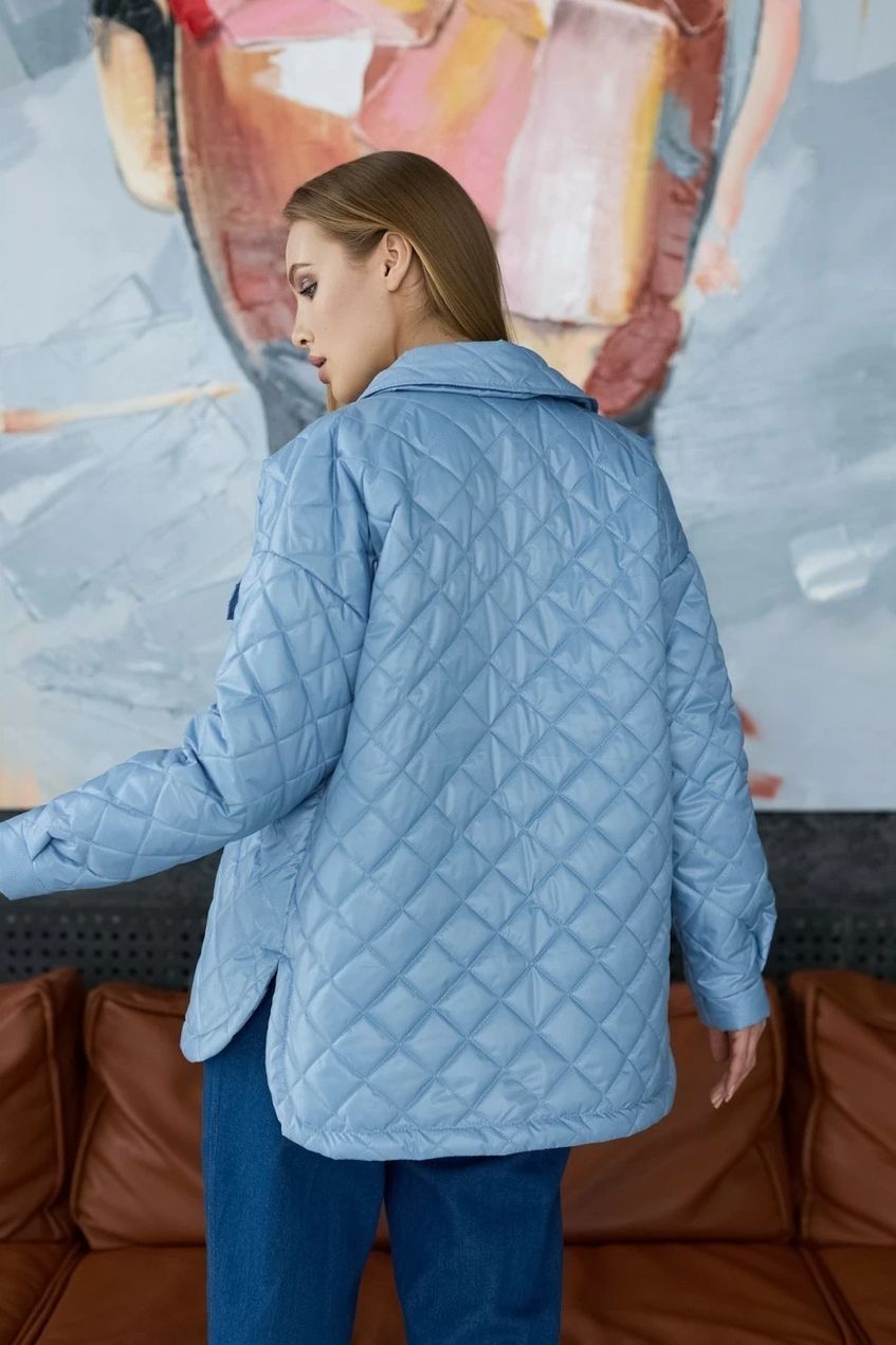 Жіноча куртка із плащівки на кнопках SEV-1983.5150 Блакитна