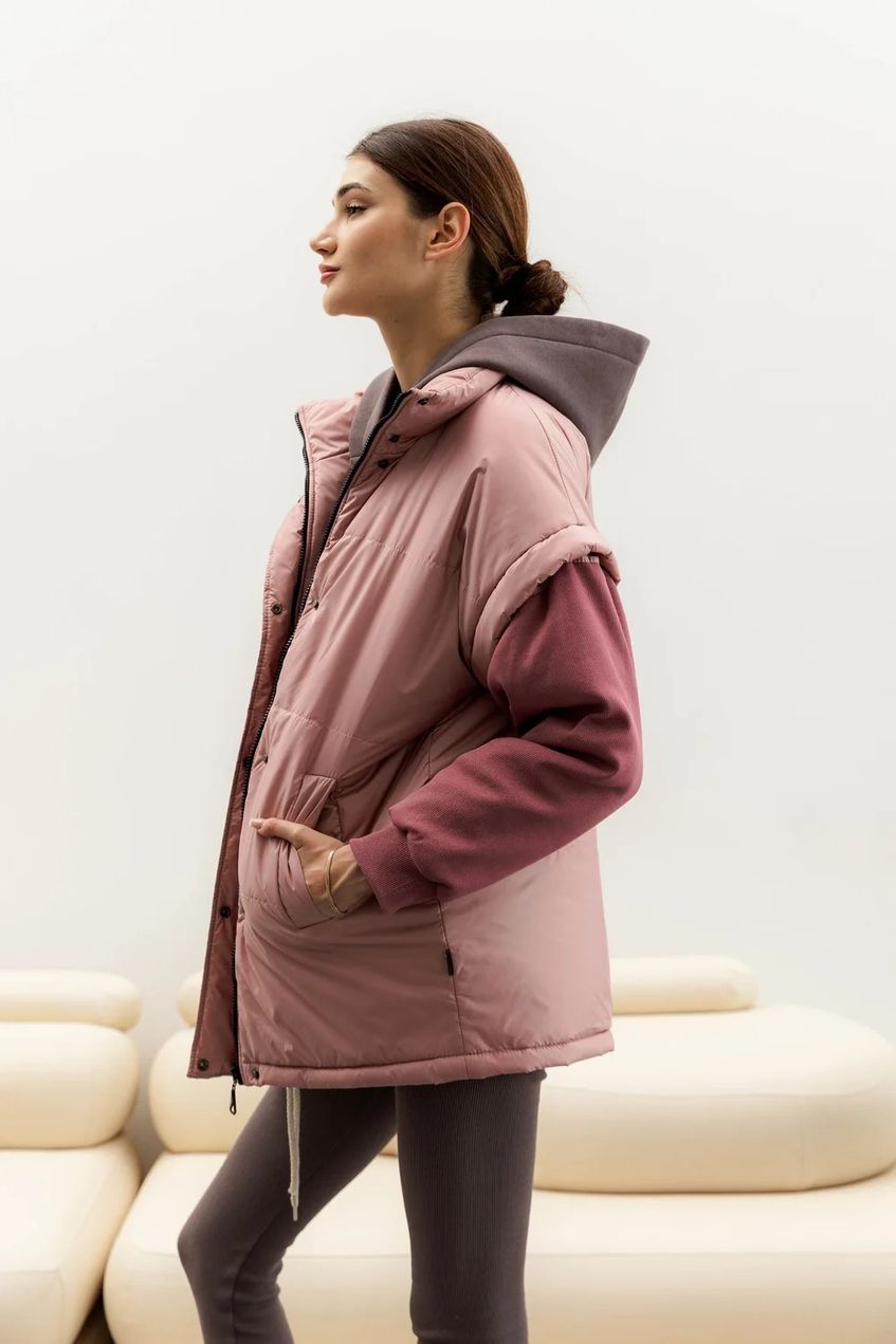 Жіноча утеплена куртка-жилетка без капюшона SEV-2088-1.5435 рожева