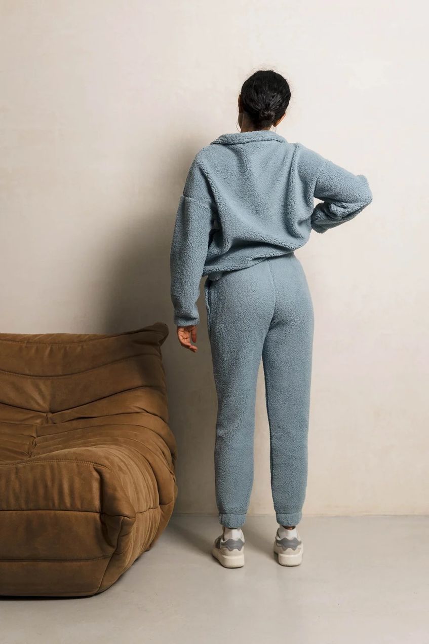 Жіночі трикотажні утеплені штани тедді SEV-2119.5524 блакитні