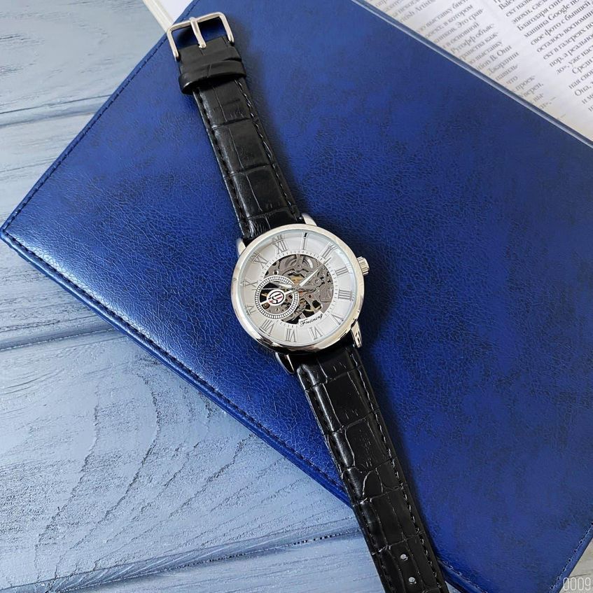 Часы мужские Forsining 8099 Black-Silver-White AB-1059-0009 серебро с белым
