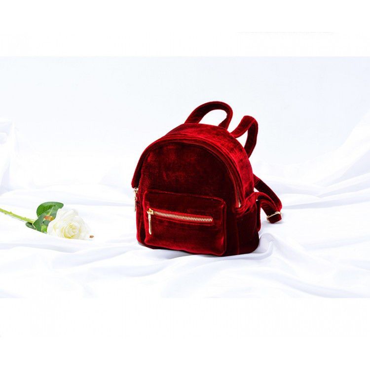 Велюровый мини рюкзак Yvonne Velours красный eps-8072