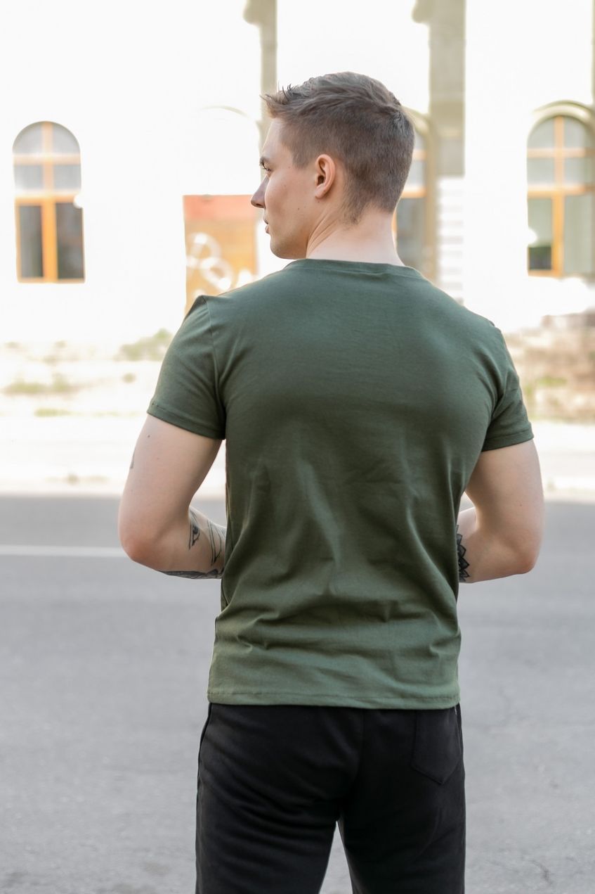 Чоловіча футболка з v-образним вирізом Хакі, 3XL