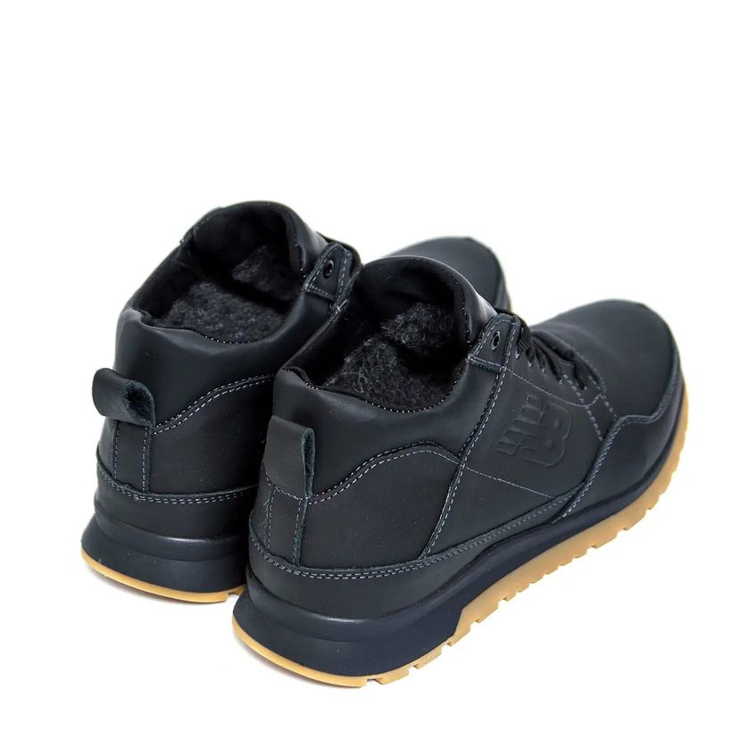 Зимние мужские кожаные кроссовки ПК-100 черн бот Черные
