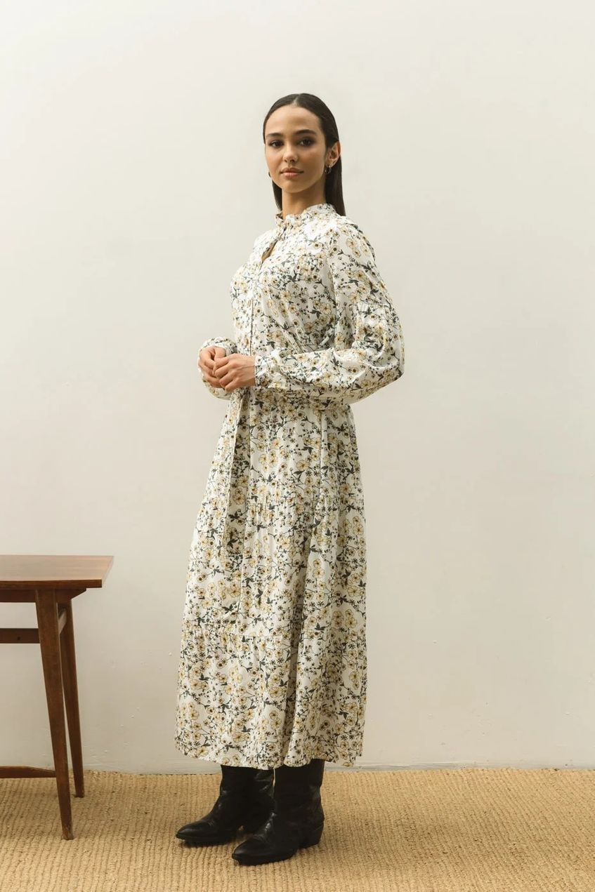 Женское платье рубашка мидакси с рюшами SEV-2048-1.5323 молочное
