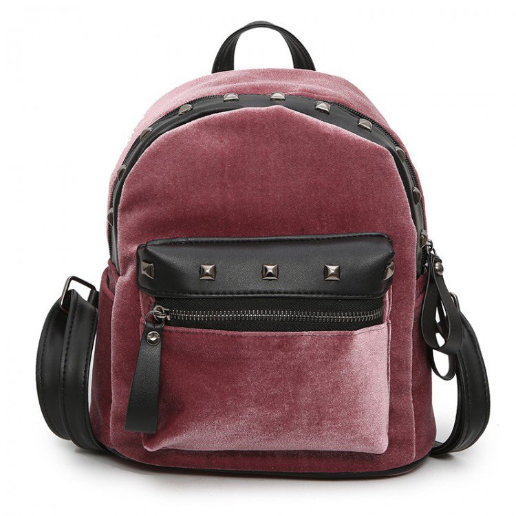 Велюровий жіночий рюкзак Jesse Velor рожевий eps-8020