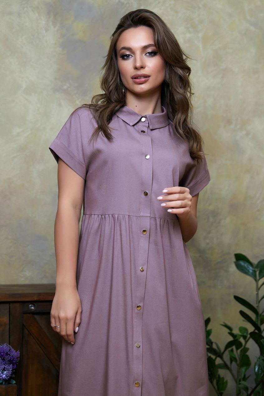 Довга сукня-сорочка з коротким рукавом SEV-1323.4011
